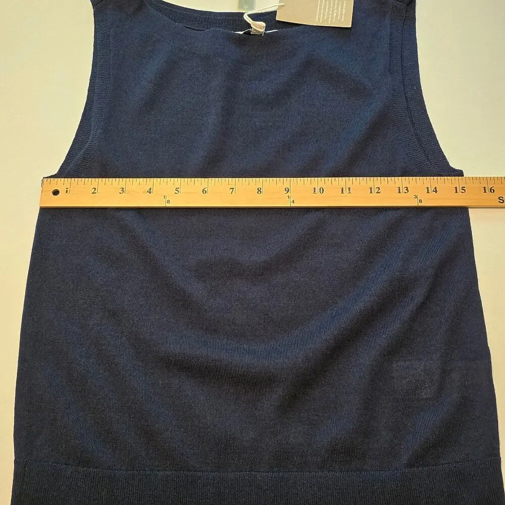 Madewell Boatneck Sleeveless Sweater Womens Small Dark Navy Merino Wool Silk NWT